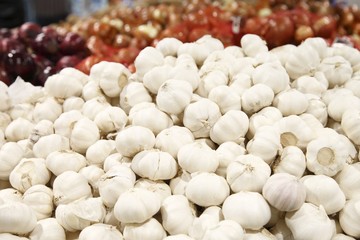 Garlic for sale in big grocery