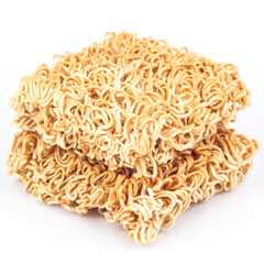 Dry instant noodle on white background
