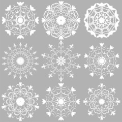 nine beautiful snowflakes