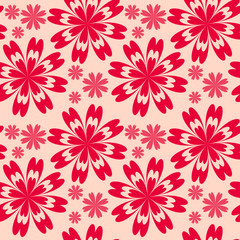 Floral seamless pattern with red flowers.