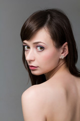 Fototapeta premium Closeup portrait of a beautiful female model