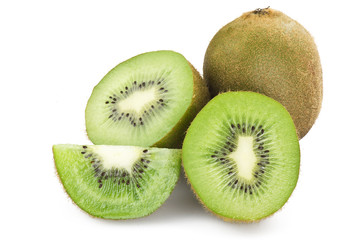 Fototapeta premium kiwi fruit and his sliced close up on white