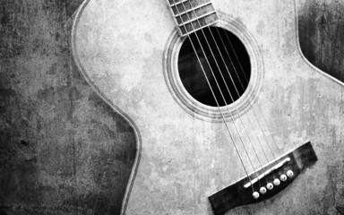 old guitar black and white