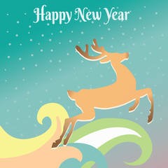Christmas background with deer. happy new year background