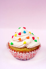 Cupcake with cream for Valentine ’s Day