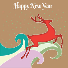 Christmas background with deer. happy new year background