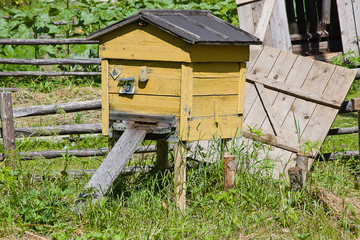 beehive with bees on an apiary