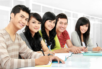 Portrait of students studying