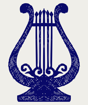 Illustration of lyre. Doodle style