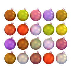 Obraz premium Set of multicolored Christmas balls 3d.