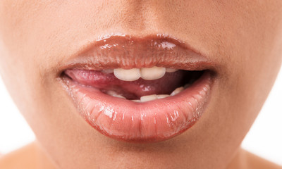 woman's mouth close up