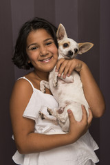 Happy girl with dog