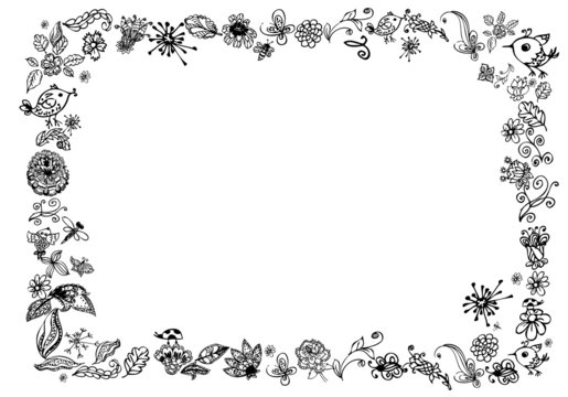 doodle foliage frame