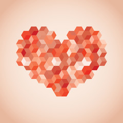 Abstract heart symbol created from cubes - illustration