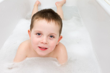 Little boy in the bath tub