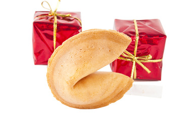Fortune cookie with blank slip isolated