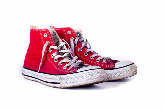 vintage red shoes isolated