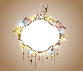 Christmas label with decorations