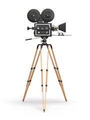 Vintage movie camera. 3d