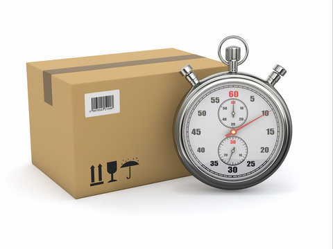 Express delivery. Stopwatch and package