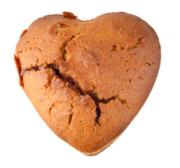 heart shaped muffins with rose hips jam isolated on white