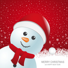 snowman red hat snow snowflake snow background