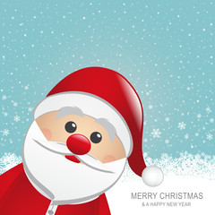 santa red hat snow snowflake blue background