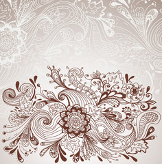 Romantic hand drawn floral background