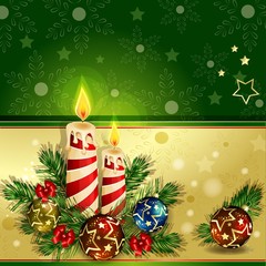 Christmas background with burning candles