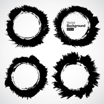 vector ink grunge circle frames set