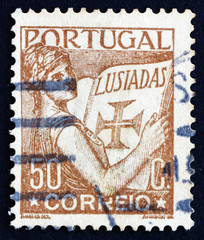 Postage stamp Portugal 1931 Portugal Holding Volume of Lusiads,