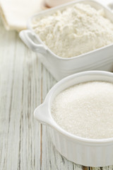 Fototapeta na wymiar Flour, sugar
