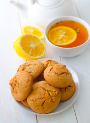 Sweet cookies with fresh tea