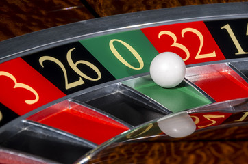Classic casino roulette wheel with sector zero