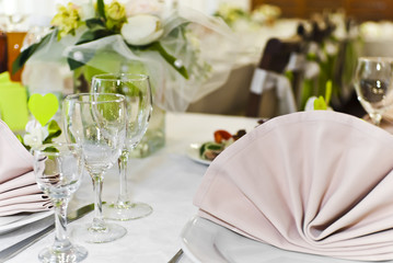 Table set for an event party or wedding reception