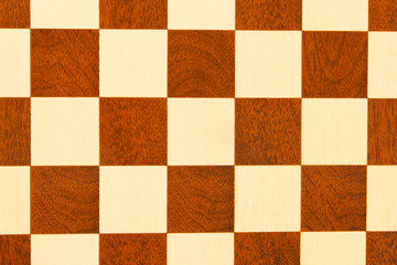 Very old wooden chess board, isolated