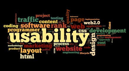 Web usability concept in tag cloud on black - 46667484