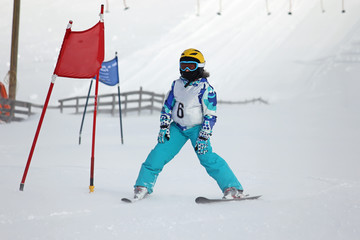 Girl on the ski race