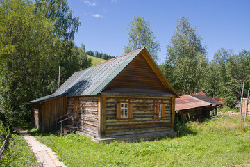 wooden house in the museum of history of the river of Chusovaya,