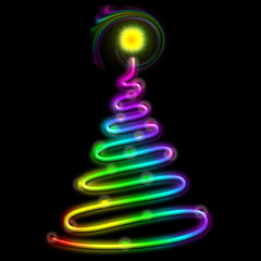 Christmas Tree Psychedelic Neon Light-Albero Natale Psichedelico © BluedarkArt