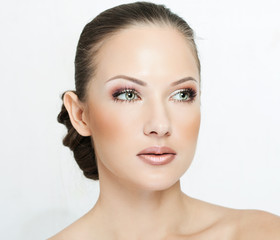 Fototapeta premium woman , with perfect clean skin , fashion makeup