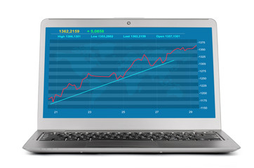 growth financial graph on the screen of laptop computer