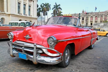 Printed roller blinds Cuban vintage cars Classic Oldsmobile  in Havana.