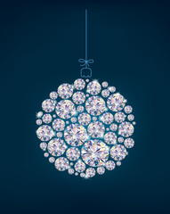 Diamond Christmas ball on blue background