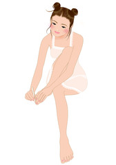 足の手入れをするを女の子