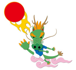 サッカーするドラゴン