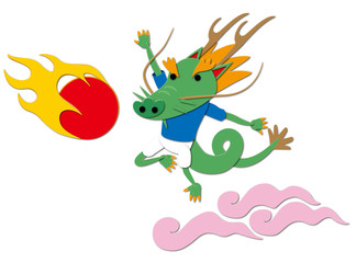サッカーするドラゴン