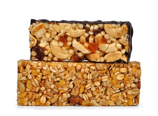 Chocolate Muesli Bars isolated on white background