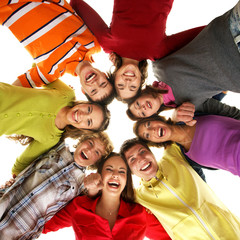 Obraz premium A group of young and happy teenagers hanging out together