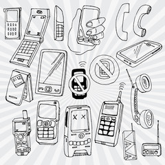 Doodled Mobile Phones and Other Devices - 46679426